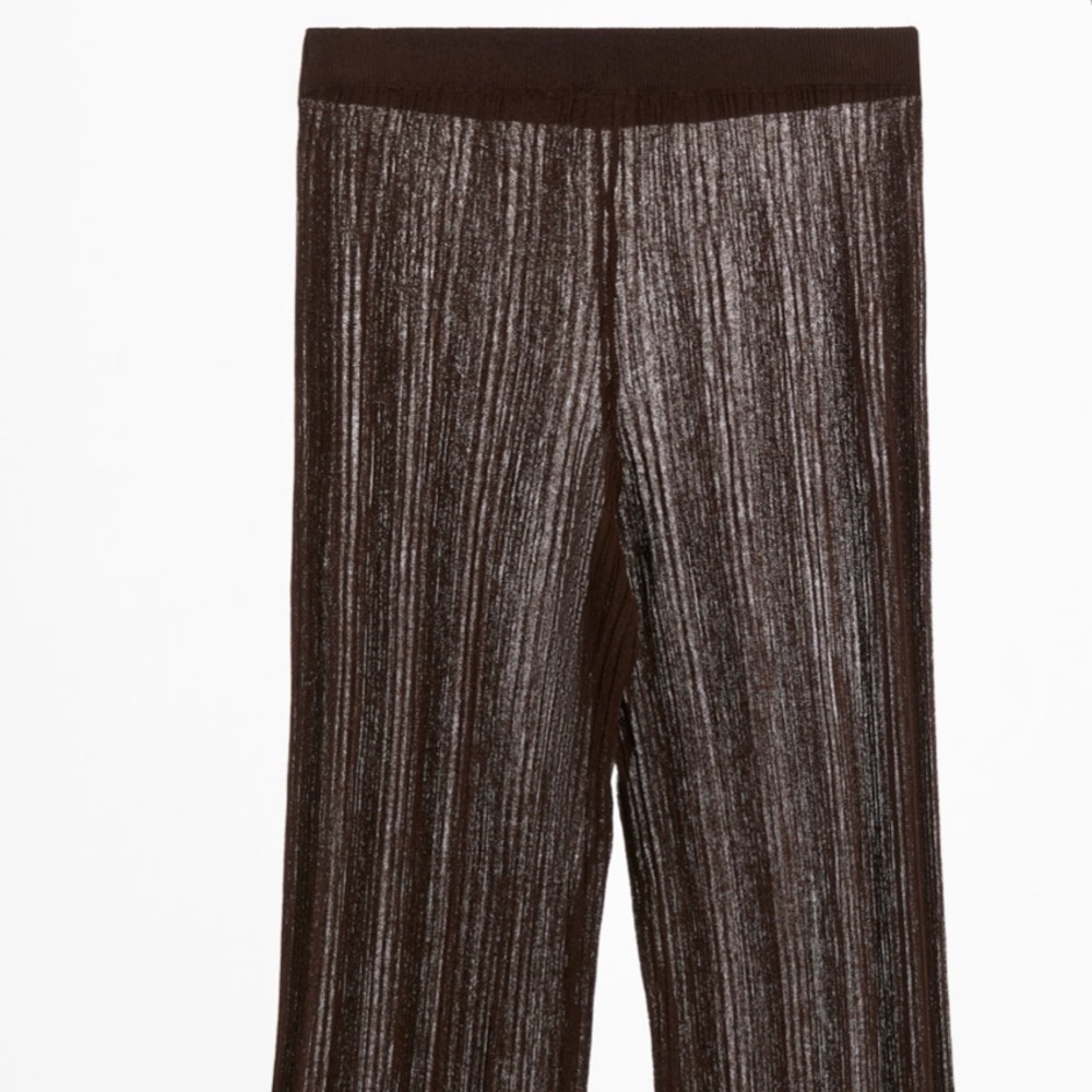 Flared knit semi sheer pant